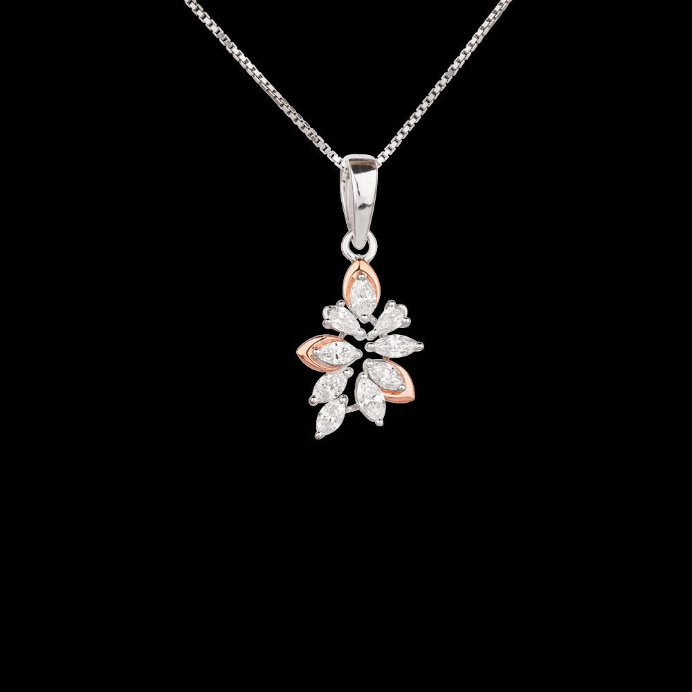 18K Two Tone Gold Diamond Pendant - 0.878ct VS-EF