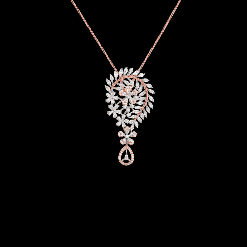 18K Two Tone Gold Diamond Pendant - 2.595ct VVS-VS-EF