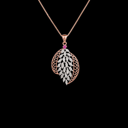18K Two Tone Gold Diamond Pendant - 1.062ct VVS-VS-EF with Colour Stones