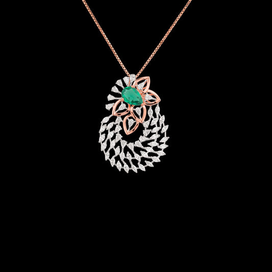 18K Two Tone Gold Diamond Pendant - 2.03ct VVS-VS-EF with Colour Stones