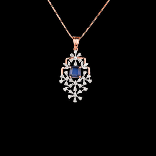 18K Two Tone Gold Diamond Pendant - 1.17ct VVS-VS-EF with Colour Stones