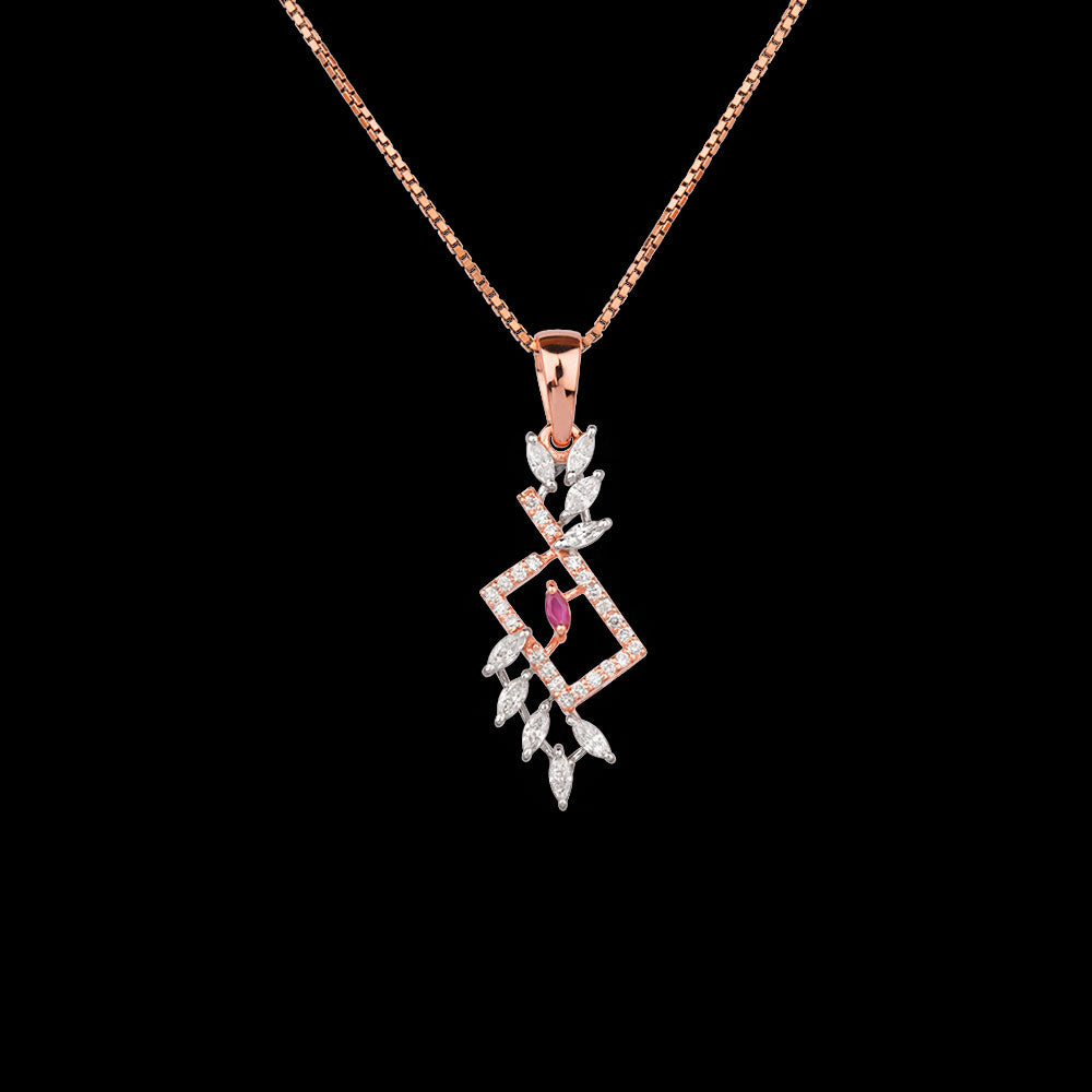 18K Two Tone Gold Diamond Pendant - 0.55ct VVS-EF with Colour Stones