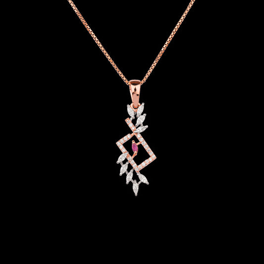 18K Two Tone Gold Diamond Pendant - 0.55ct VVS-EF with Colour Stones