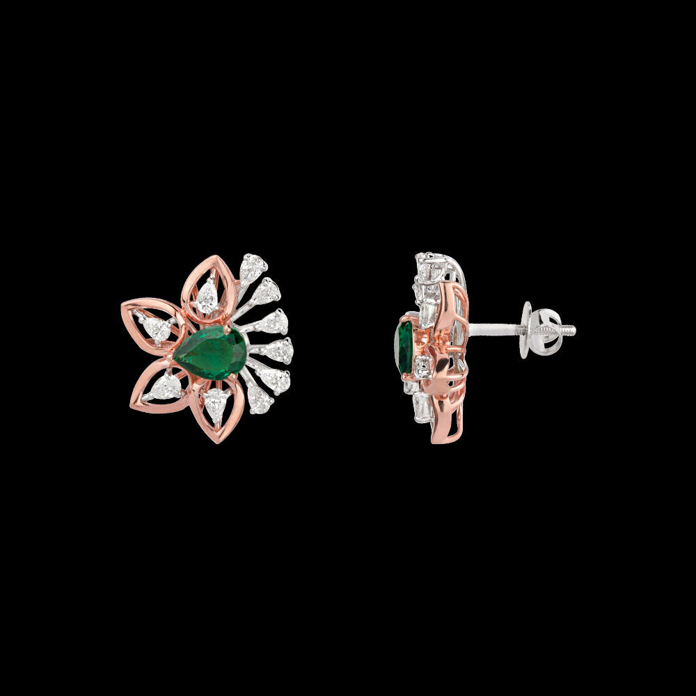18K Two Tone Gold Diamond Jewellery - 0.85ct VVS-VS-EF with Colour Stones