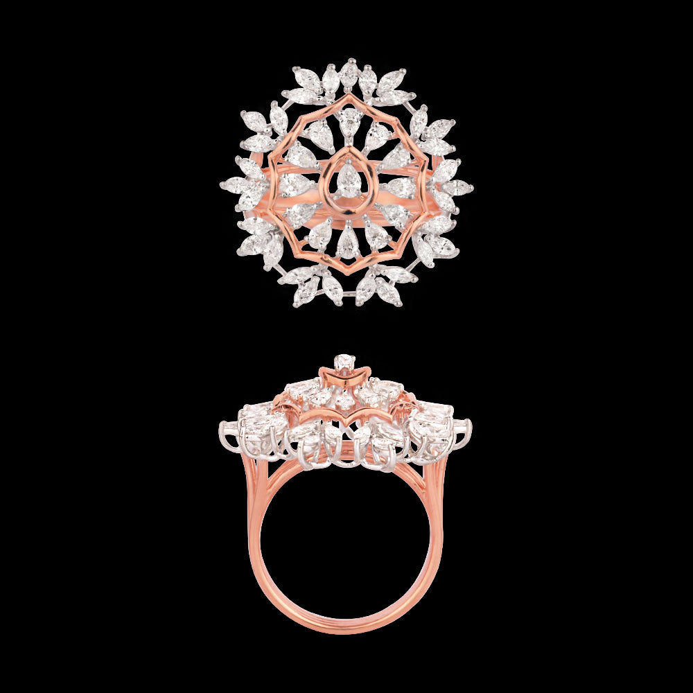 18K Two Tone Gold Diamond Ring - 1.35ct VVS-VS-EF