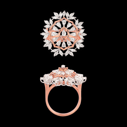 18K Two Tone Gold Diamond Ring - 1.35ct VVS-VS-EF
