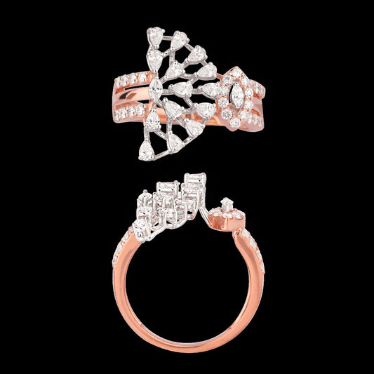 18K Two Tone Gold Diamond Ring - 0.8ct VVS-VS-EF
