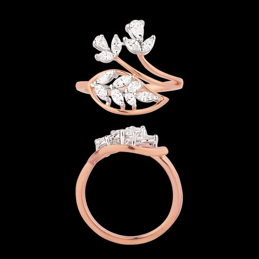 18K Two Tone Gold Diamond Ring - 0.598ct VVS-VS-EF