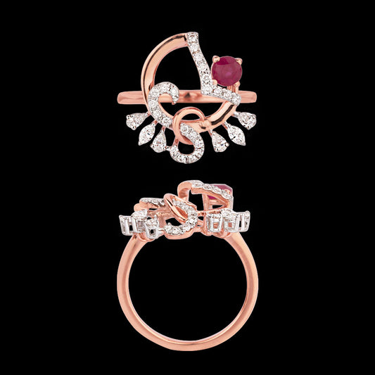 18K Two Tone Gold Diamond Ring - 0.382ct VVS-EF with Colour Stones