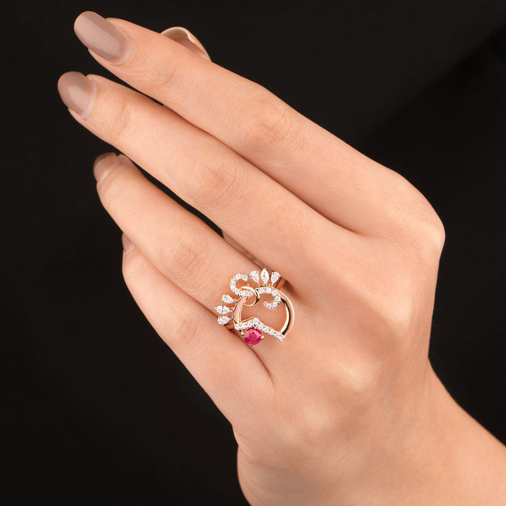18K Two Tone Gold Diamond Ring - 0.382ct VVS-EF with Colour Stones