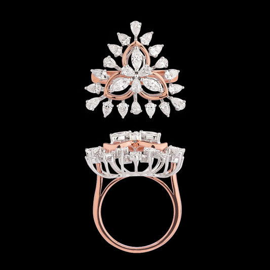 18K Two Tone Gold Diamond Ring - 1.88ct VVS-EF