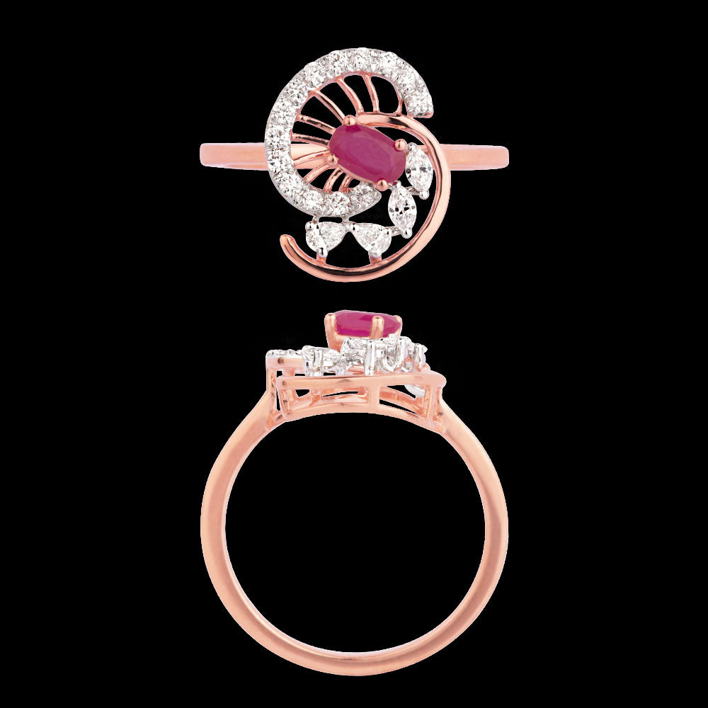 18K Two Tone Gold Diamond Ring - 0.304ct VVS-EF with Colour Stones