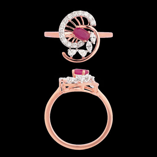 18K Two Tone Gold Diamond Ring - 0.304ct VVS-EF with Colour Stones