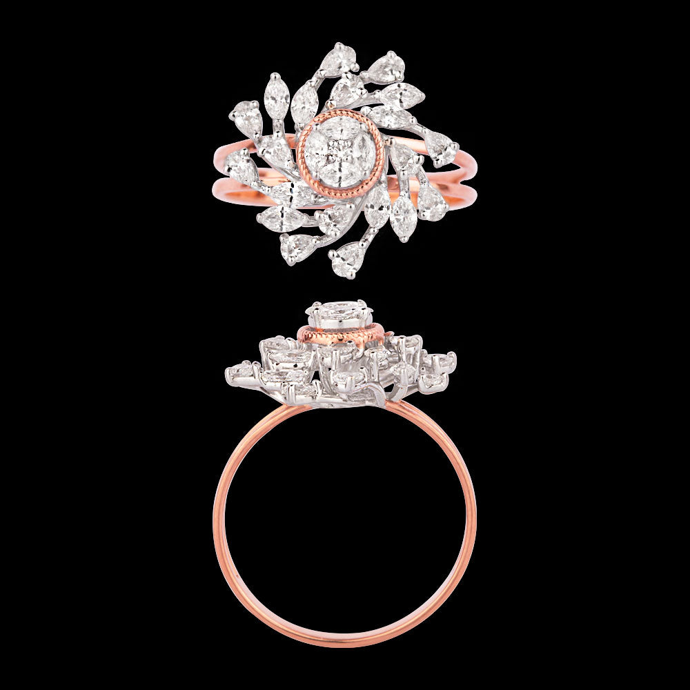 18K Two Tone Gold Diamond Ring - 0.833ct VVS-VS-EF