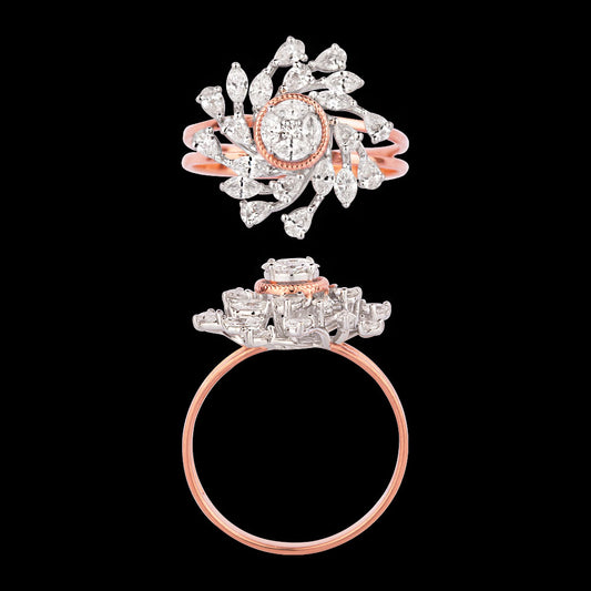 18K Two Tone Gold Diamond Ring - 0.833ct VVS-VS-EF
