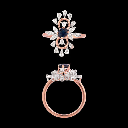 18K Two Tone Gold Diamond Ring - 0.655ct VVS-EF with Colour Stones
