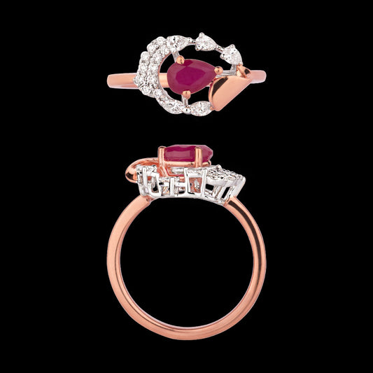 18K Two Tone Gold Diamond Ring - 0.233ct VVS-VS-EF with Colour Stones
