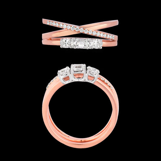 18K Two Tone Gold Diamond Ring - 0.39ct VVS-EF