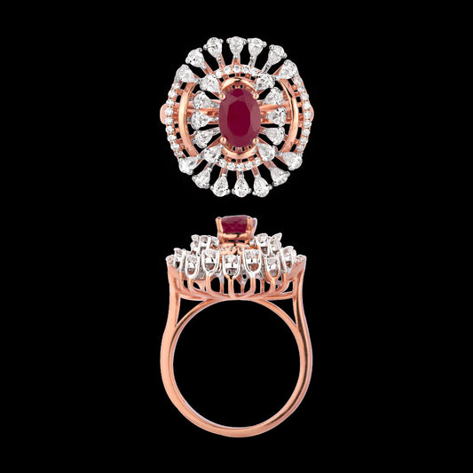 18K Two Tone Gold Diamond Ring - 0.894ct VVS-EF with Colour Stones