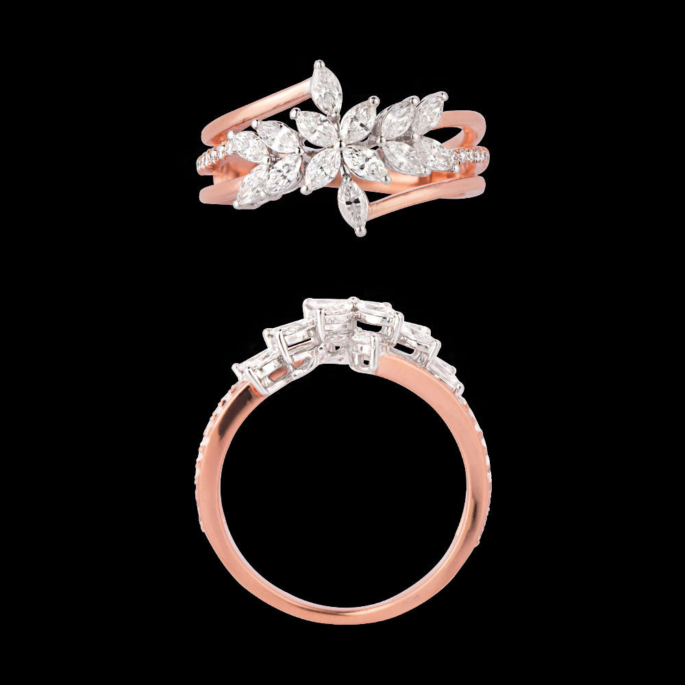 18K Two Tone Gold Diamond Ring - 0.8ct VVS-VS-EF