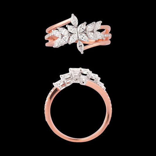 18K Two Tone Gold Diamond Ring - 0.8ct VVS-VS-EF