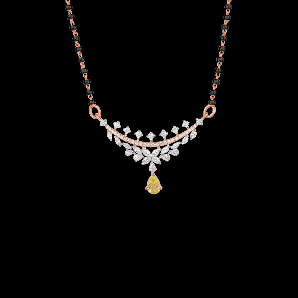 18K Two Tone Gold Diamond Tanmaniya - 0.82ct VVS-VS-EF with Colour Stones