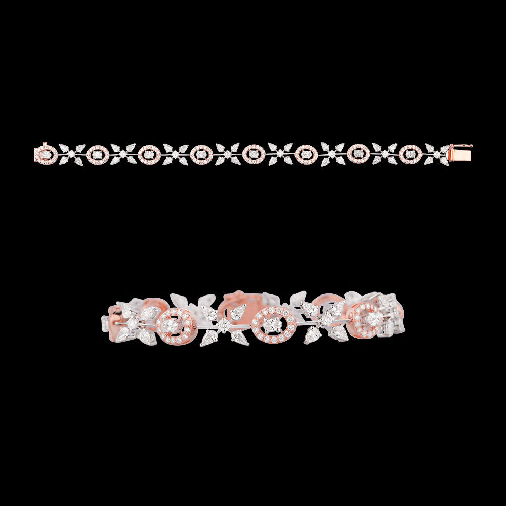 18K Two Tone Gold Diamond Bracelet - 5.084ct VVS-EF