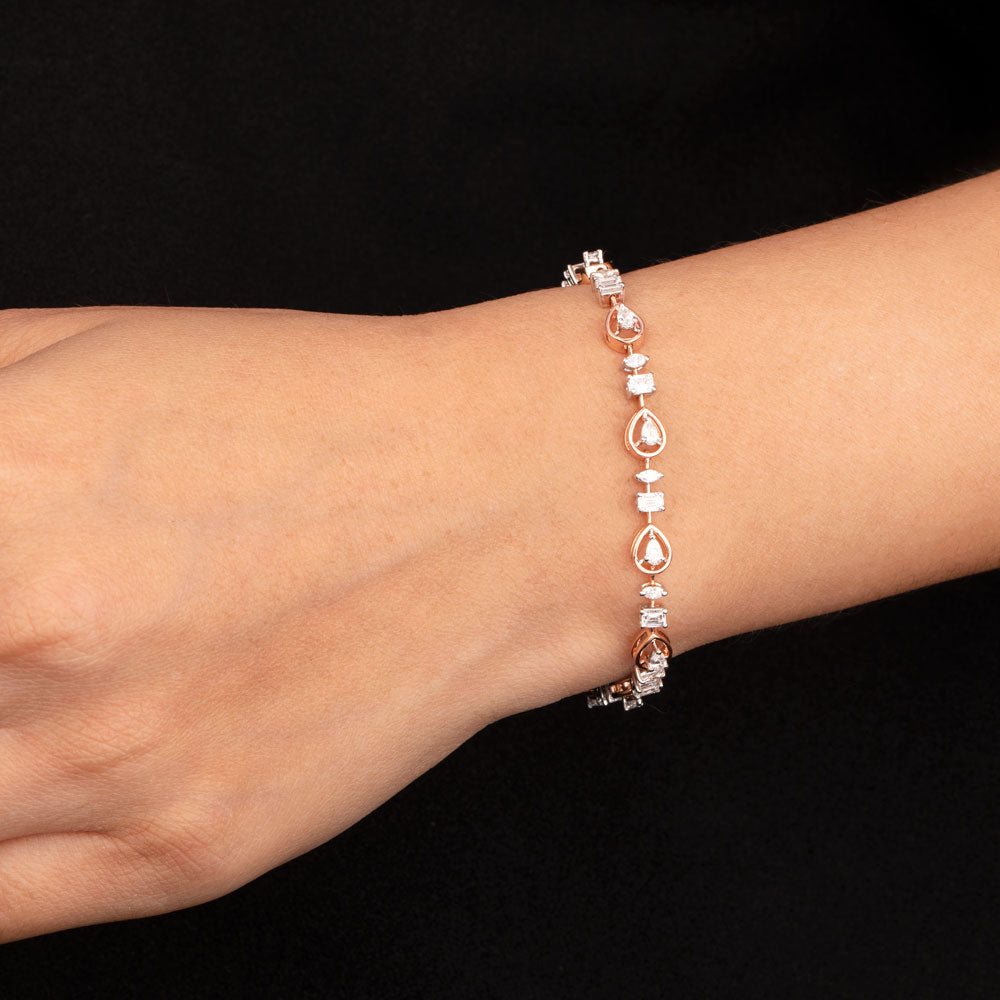 18K Two Tone Gold Diamond Bracelet - 1.44ct VVS-VS-EF