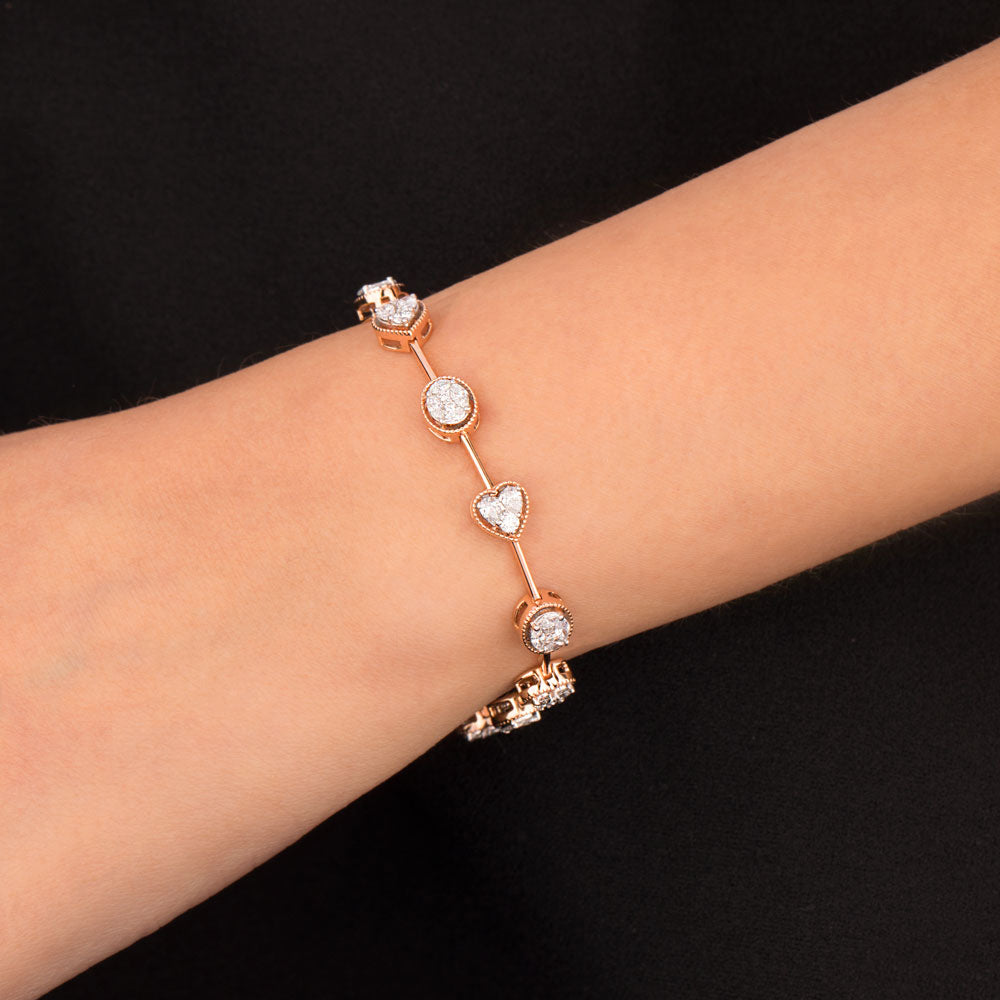 18K Two Tone Gold Diamond Bracelet - 1.535ct VVS-VS-EF