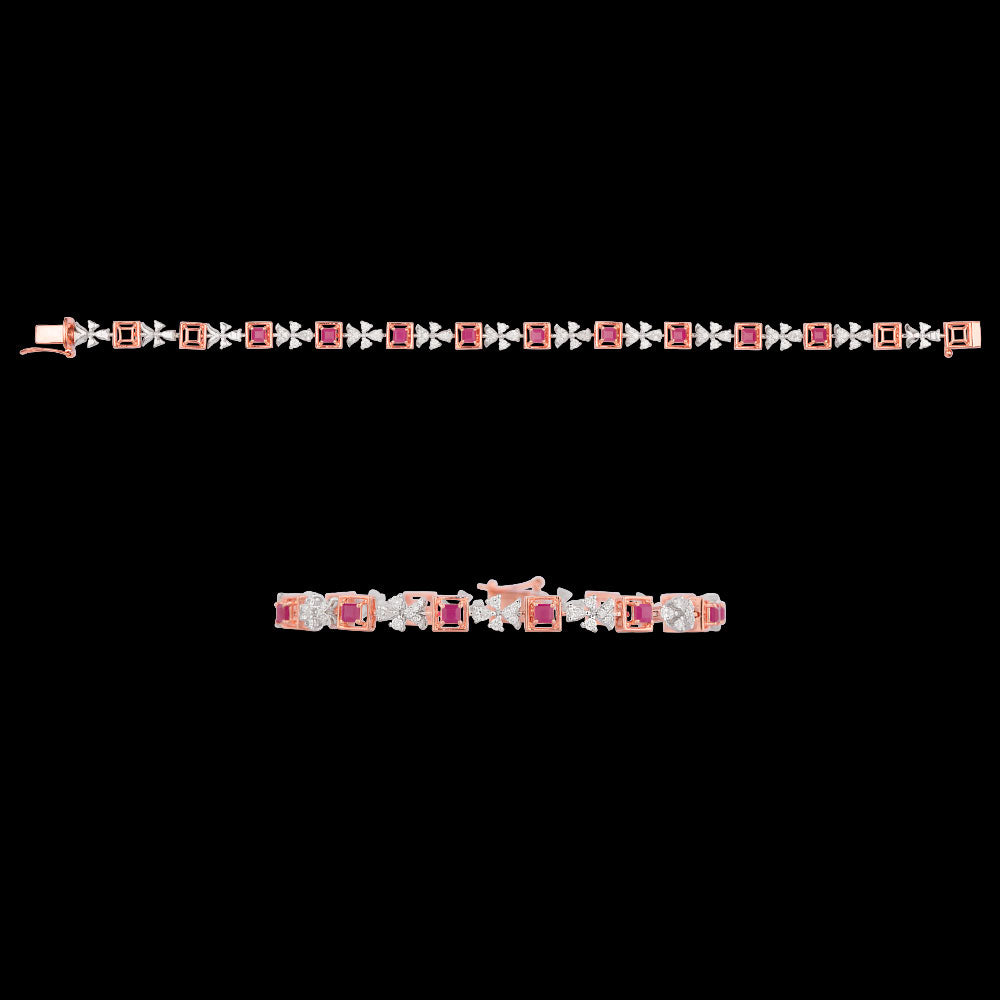 18K Two Tone Gold Diamond Bracelet - 0.74ct VVS-EF with Colour Stones