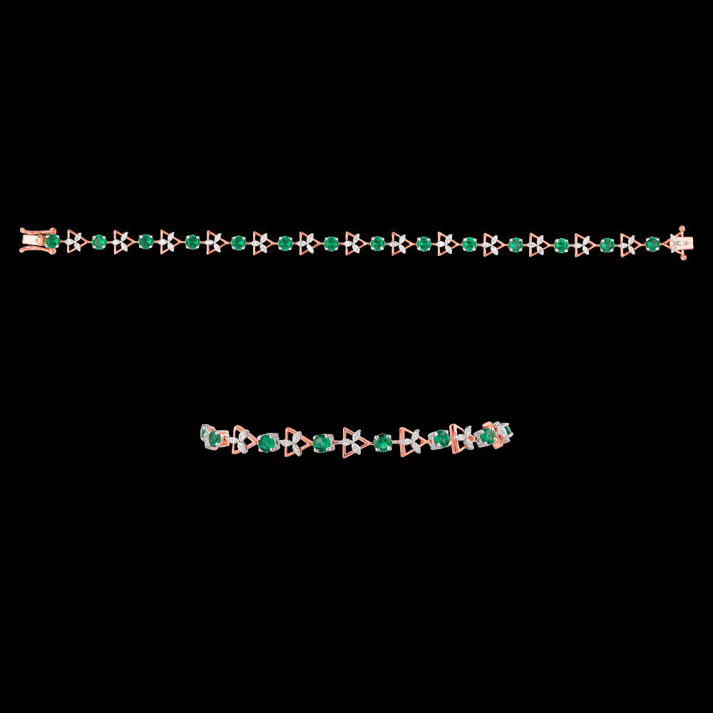 18K Two Tone Gold Diamond Bracelet - 0.86ct VVS-VS-EF with Colour Stones