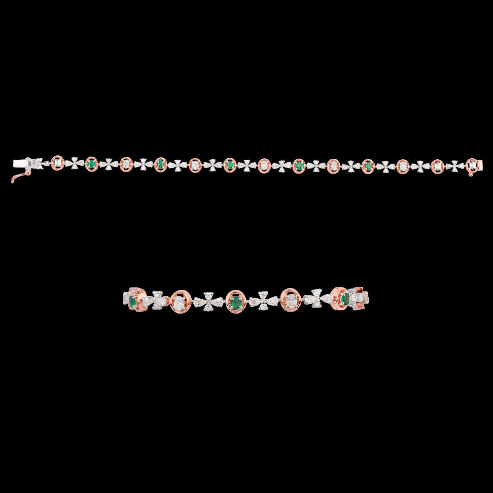 18K Two Tone Gold Diamond Bracelet - 1.62ct VVS-EF with Colour Stones