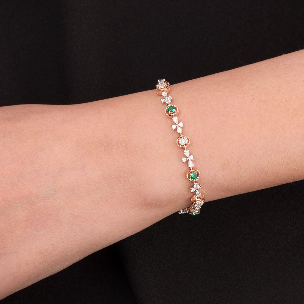 18K Two Tone Gold Diamond Bracelet - 1.62ct VVS-EF with Colour Stones