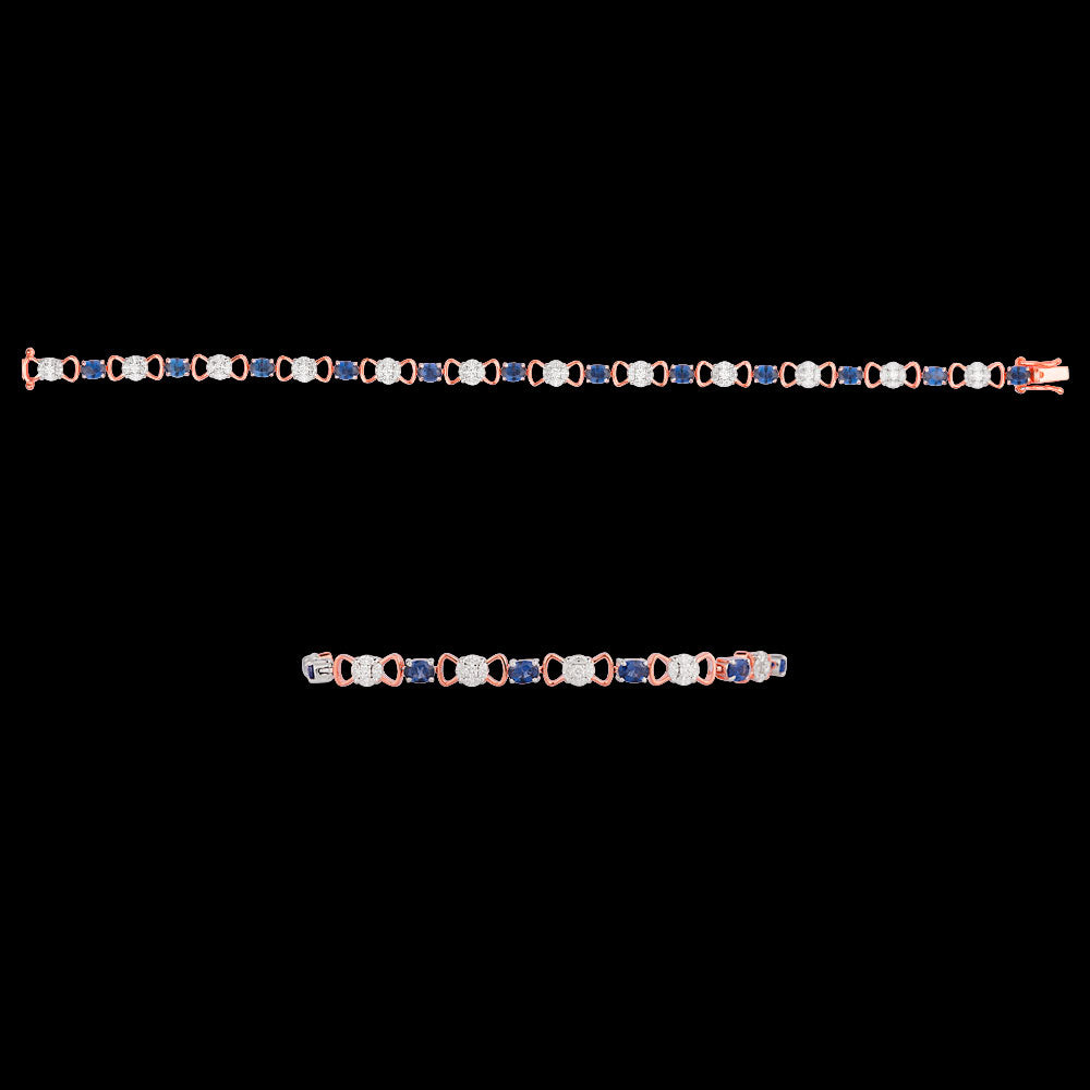 18K Two Tone Gold Diamond Bracelet - 1.03ct VVS-EF with Colour Stones