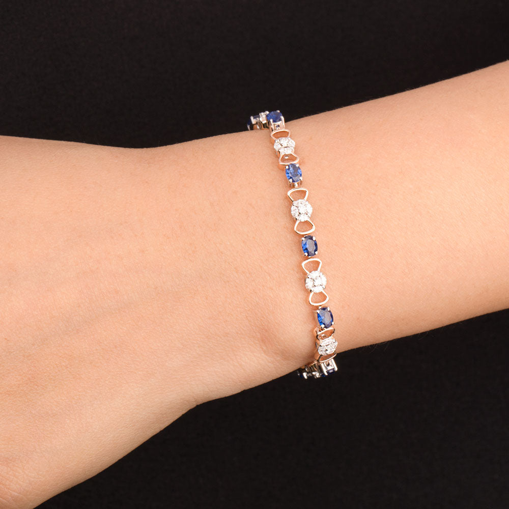 18K Two Tone Gold Diamond Bracelet - 1.03ct VVS-EF with Colour Stones