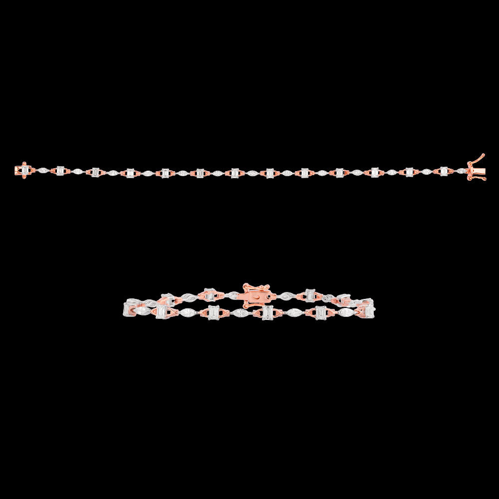 18K Two Tone Gold Diamond Bracelet - 2.1ct VVS-EF