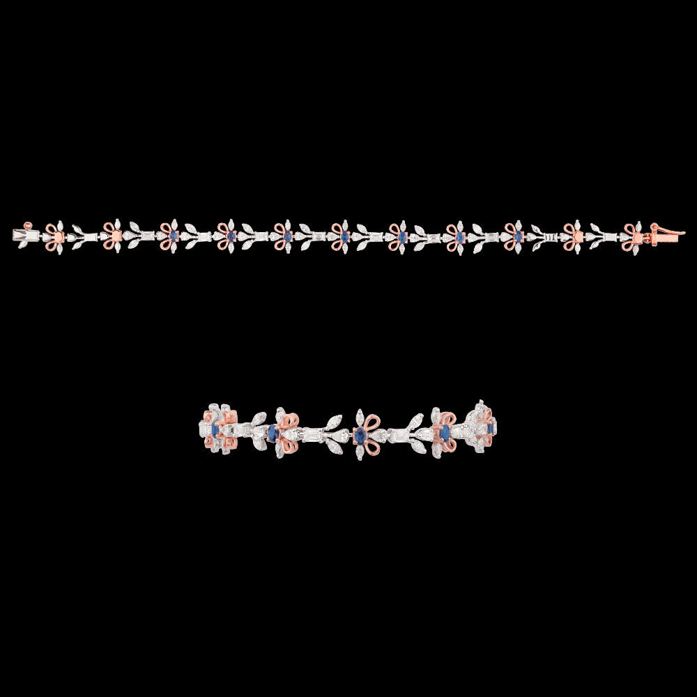18K Two Tone Gold Diamond Bracelet - 1.76ct VVS-EF with Colour Stones