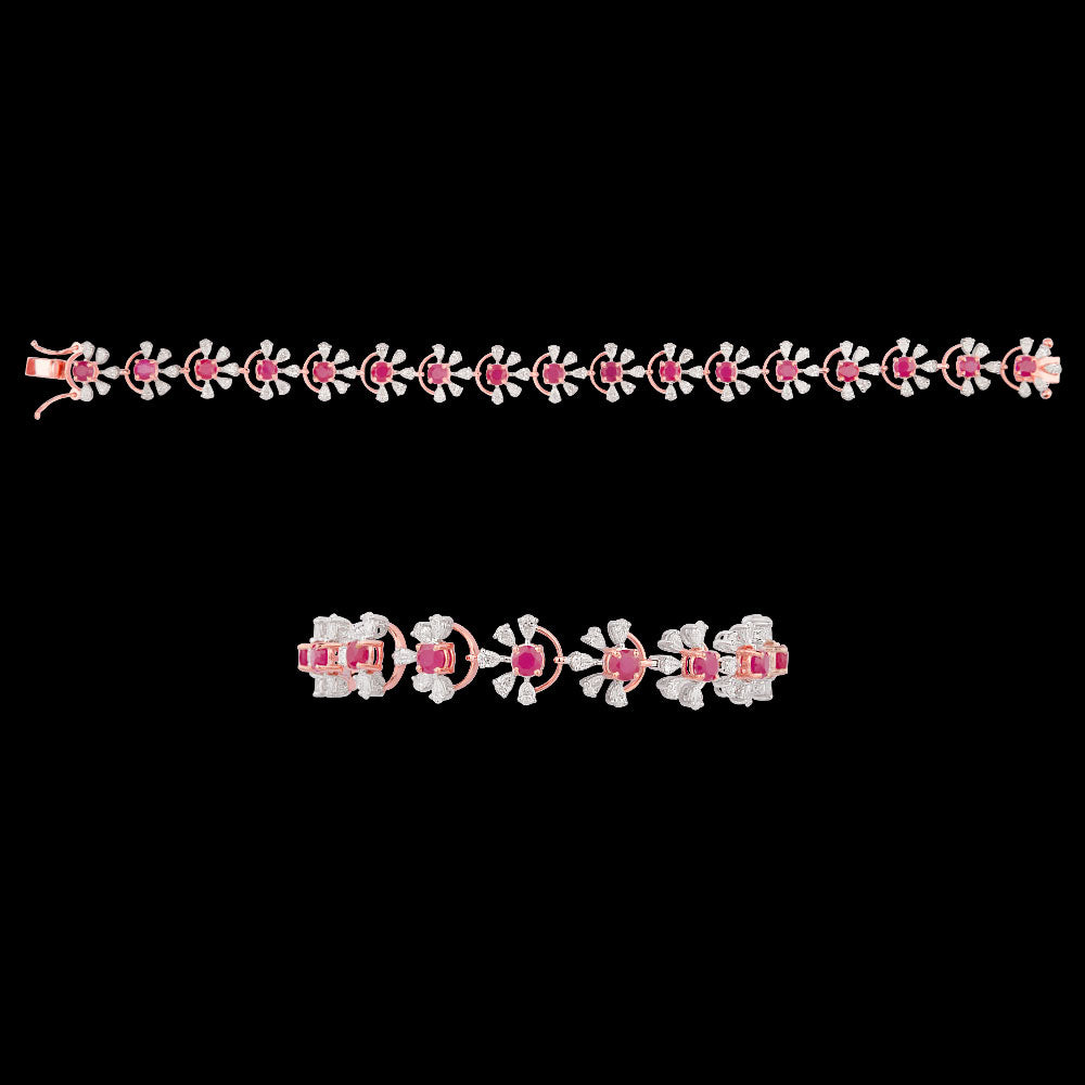 18K Two Tone Gold Diamond Bracelet - 2.99ct VVS-EF with Colour Stones
