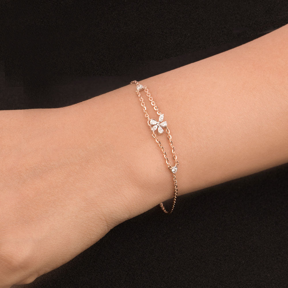 18K Two Tone Gold Diamond Bracelet - 0.3ct VVS-EF