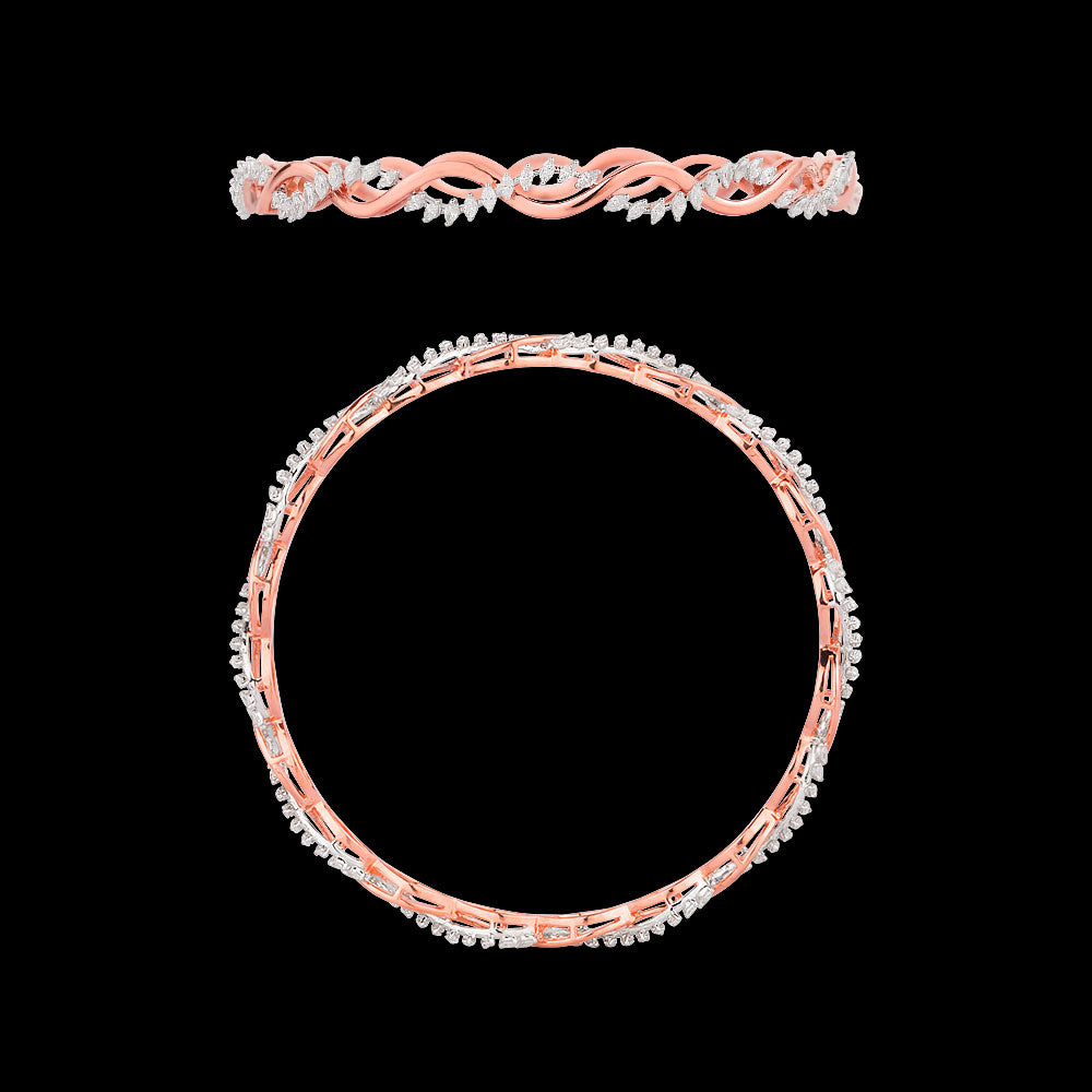 18K Two Tone Gold Diamond Bangle - 1.87ct VVS-EF