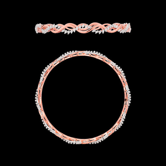 18K Two Tone Gold Diamond Bangle - 1.87ct VVS-EF