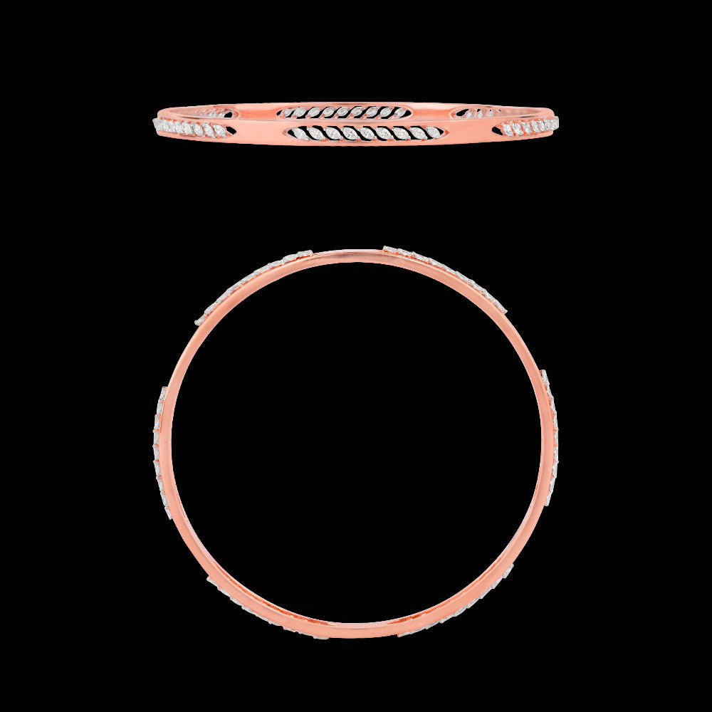 18K Two Tone Gold Diamond Bangle - 1.07ct VVS-EF