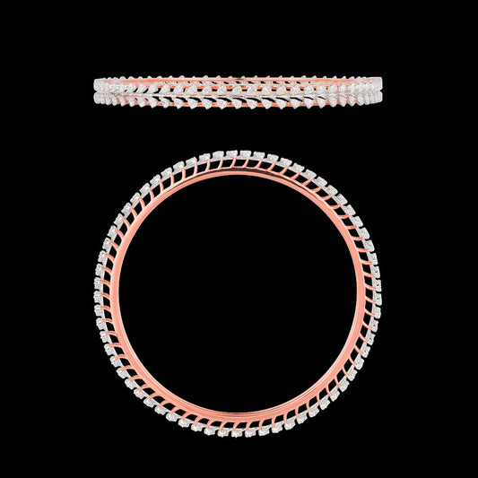 18K Two Tone Gold Diamond Bangle - 7.8ct VVS-EF