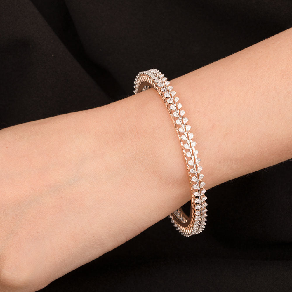 18K Two Tone Gold Diamond Bangle - 7.8ct VVS-EF