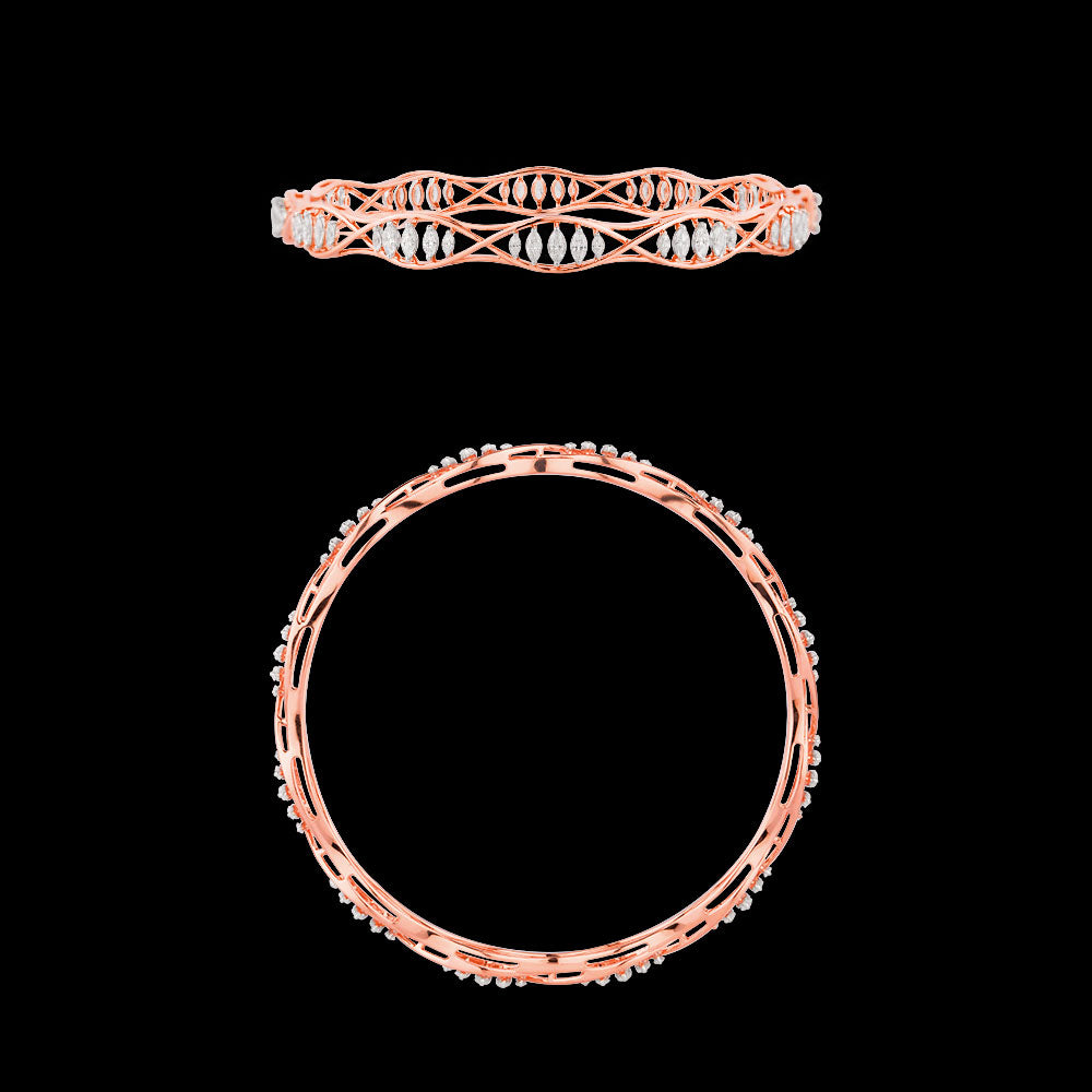 18K Two Tone Gold Diamond Bangle - 2.1ct VVS-EF