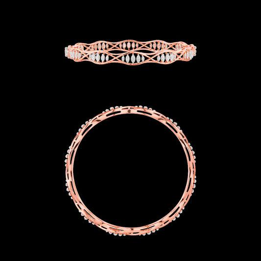 18K Two Tone Gold Diamond Bangle - 2.1ct VVS-EF