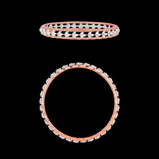 18K Two Tone Gold Diamond Bangle - 4.02ct VVS-EF