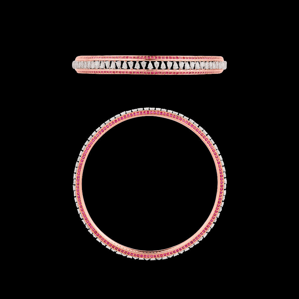 18K Two Tone Gold Diamond Bangle - 2.77ct VVS-EF with Colour Stones