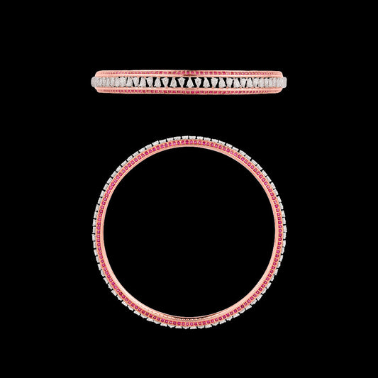 18K Two Tone Gold Diamond Bangle - 2.77ct VVS-EF with Colour Stones