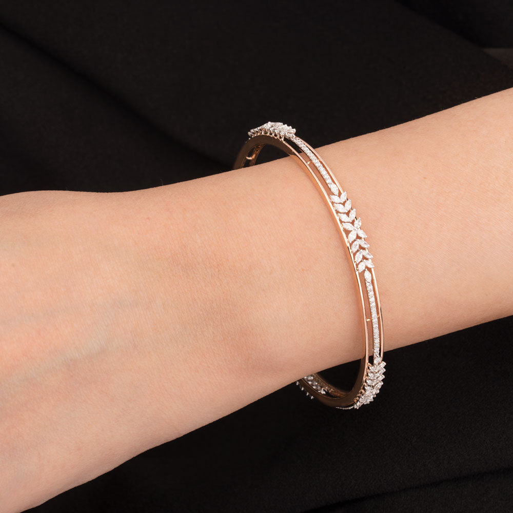 18K Two Tone Gold Diamond Bangle - 2.21ct VVS-EF